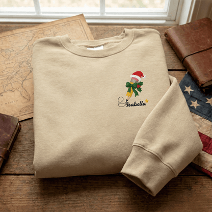 Personalized Embroidered Christmas Pencil Sweatshirt with Custom Name