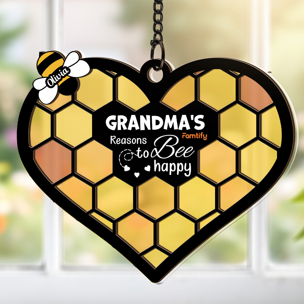 Reasons To Bee Happy Personalized Suncatcher Gift for Mom and Grandma