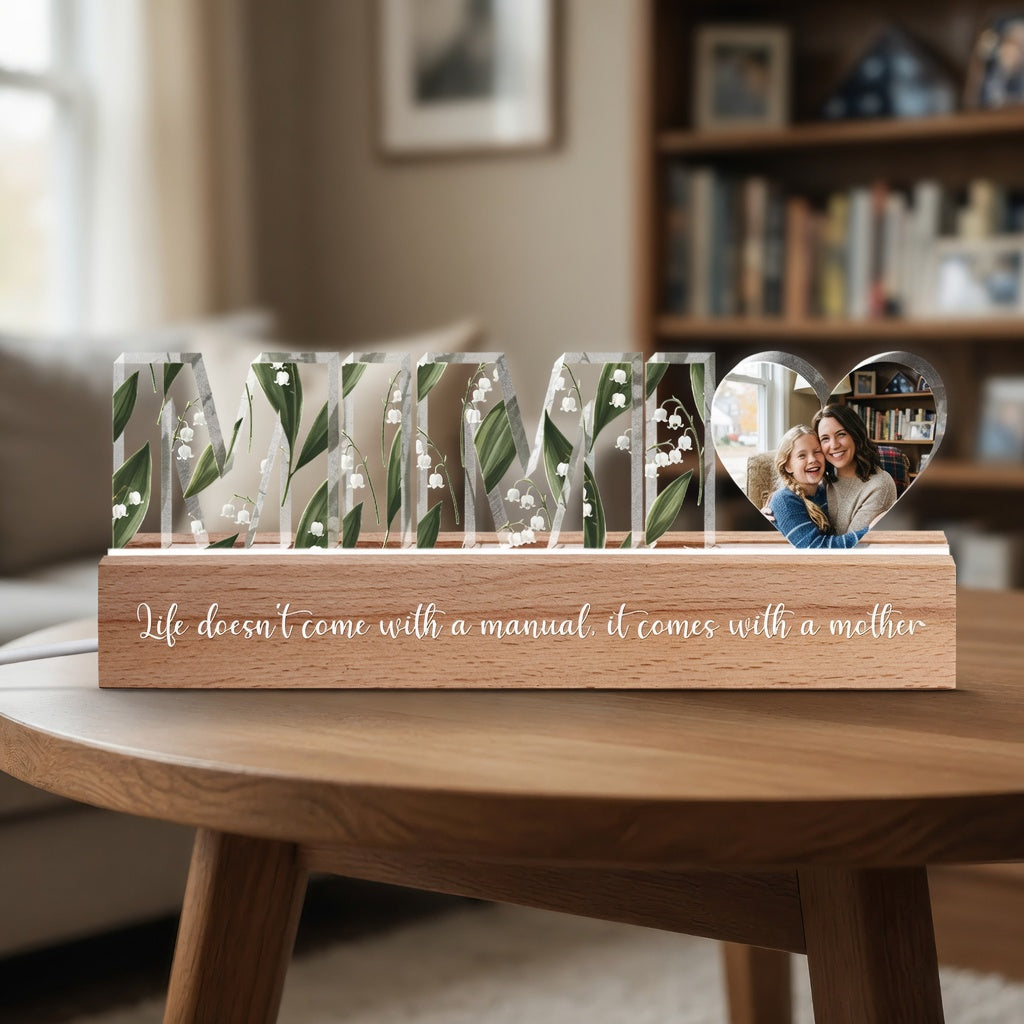 Personalized Floral Name LED Lamp – Mother’s Day Gift for Mom or Grandma – Custom Acrylic Light Keepsake