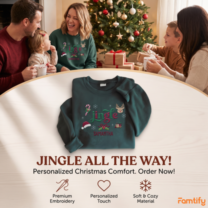 Personalized Jingle Christmas Sweatshirt with Custom Name | Festive Holiday Crewneck Gift