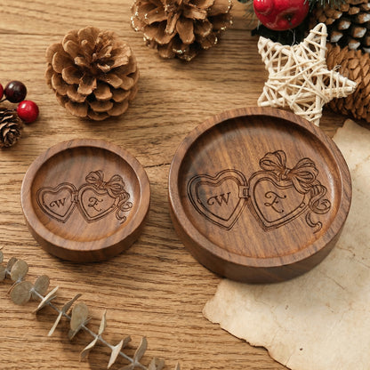 Custom Engraved Wooden Ring Dish – Wedding & Engagement Gift for Mom & Her – Personalized Jewelry Holder