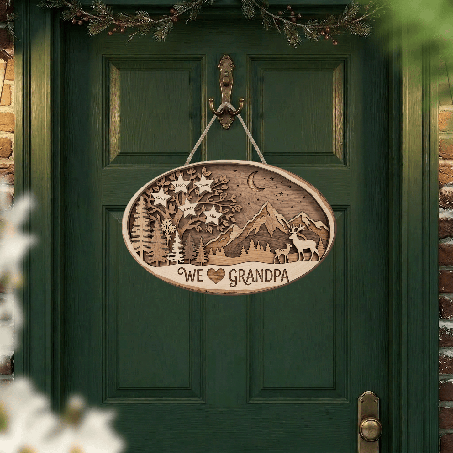 Custom Grandpa Gift – 2 Layer Wooden Sign, Personalized Father's Day Decor, We Love Grandpa
