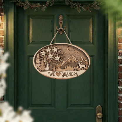 Custom Grandpa Gift – 2 Layer Wooden Sign, Personalized Father's Day Decor, We Love Grandpa