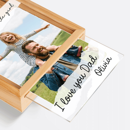 Always Your Little Girl I Love You Dad Photo Frame Light Box - Custom Photo LED Gift for Dad