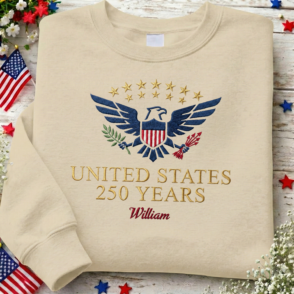 Custom Embroidered USA 250 Years Sweatshirt - Semiquincentennial Patriotic