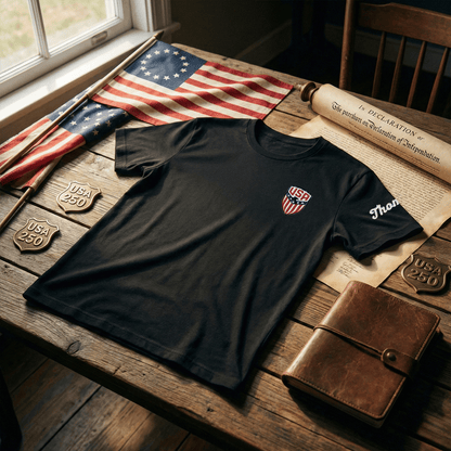 America 250th Anniversary Embroidered T-Shirt – Patriotic Family Keepsake Gift (1776–2026)