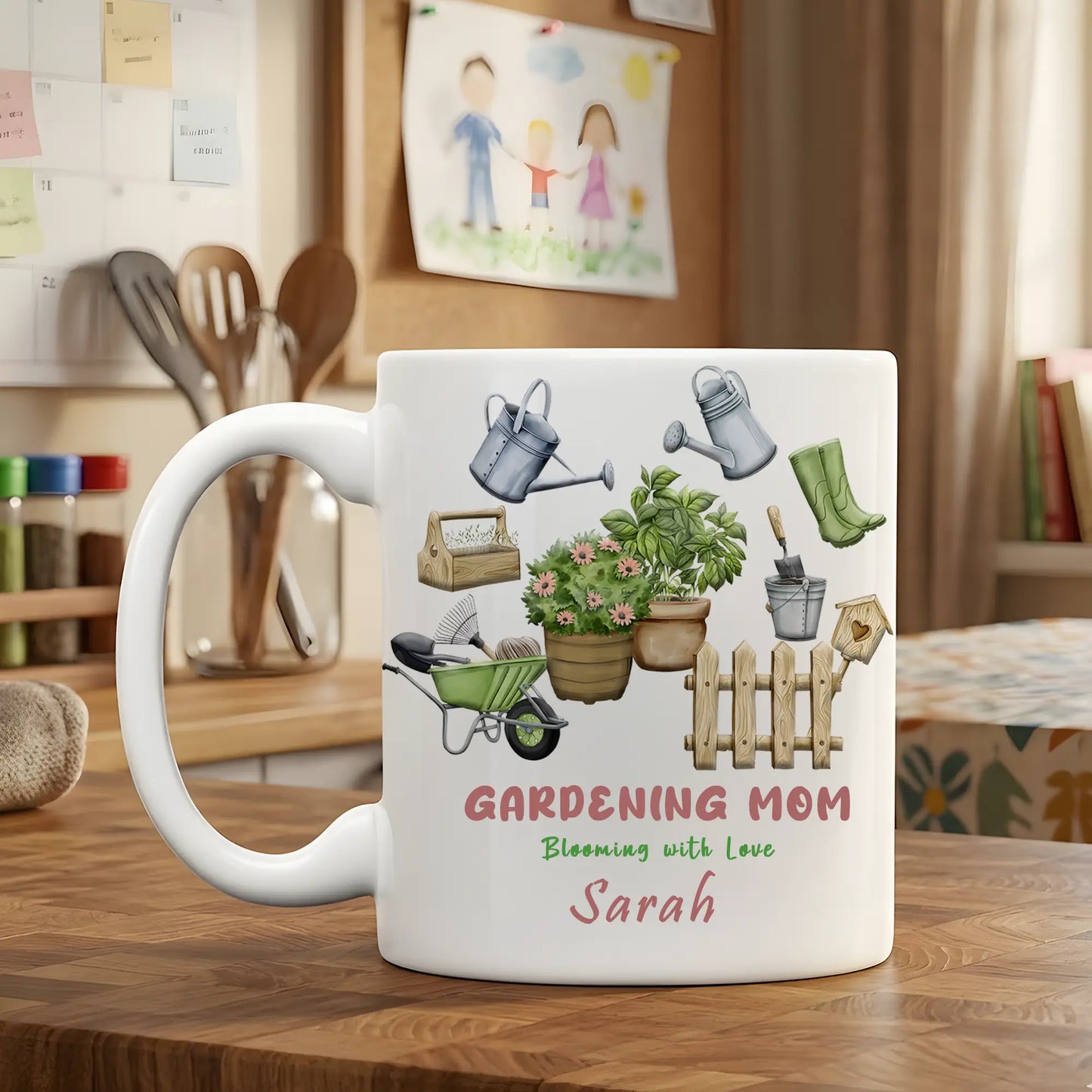Blooming Garden Love Design – Personalized Gardening Mom Mug – Birthday or Mother’s Day Gift for Mom – Custom Name Plant Lover Mug