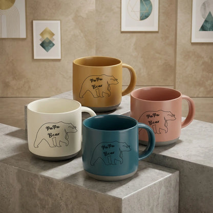 Papa Bear Clay Mug – Father’s Day Gift for Dad, Cute Family Coffee Mug