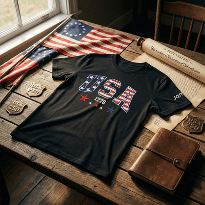 America 250th Anniversary 1776-2026 Embroidered T-Shirt