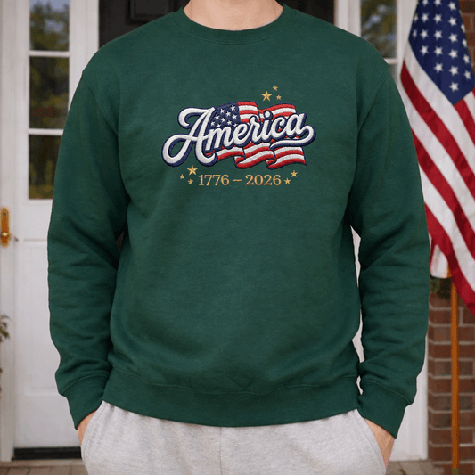 USA 250th Independence Anniversary Embroidered Sweatshirt