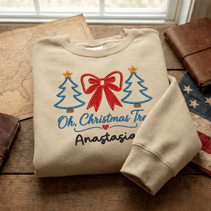 Personalized Embroidered Oh Christmas Tree Sweatshirt with Custom Name