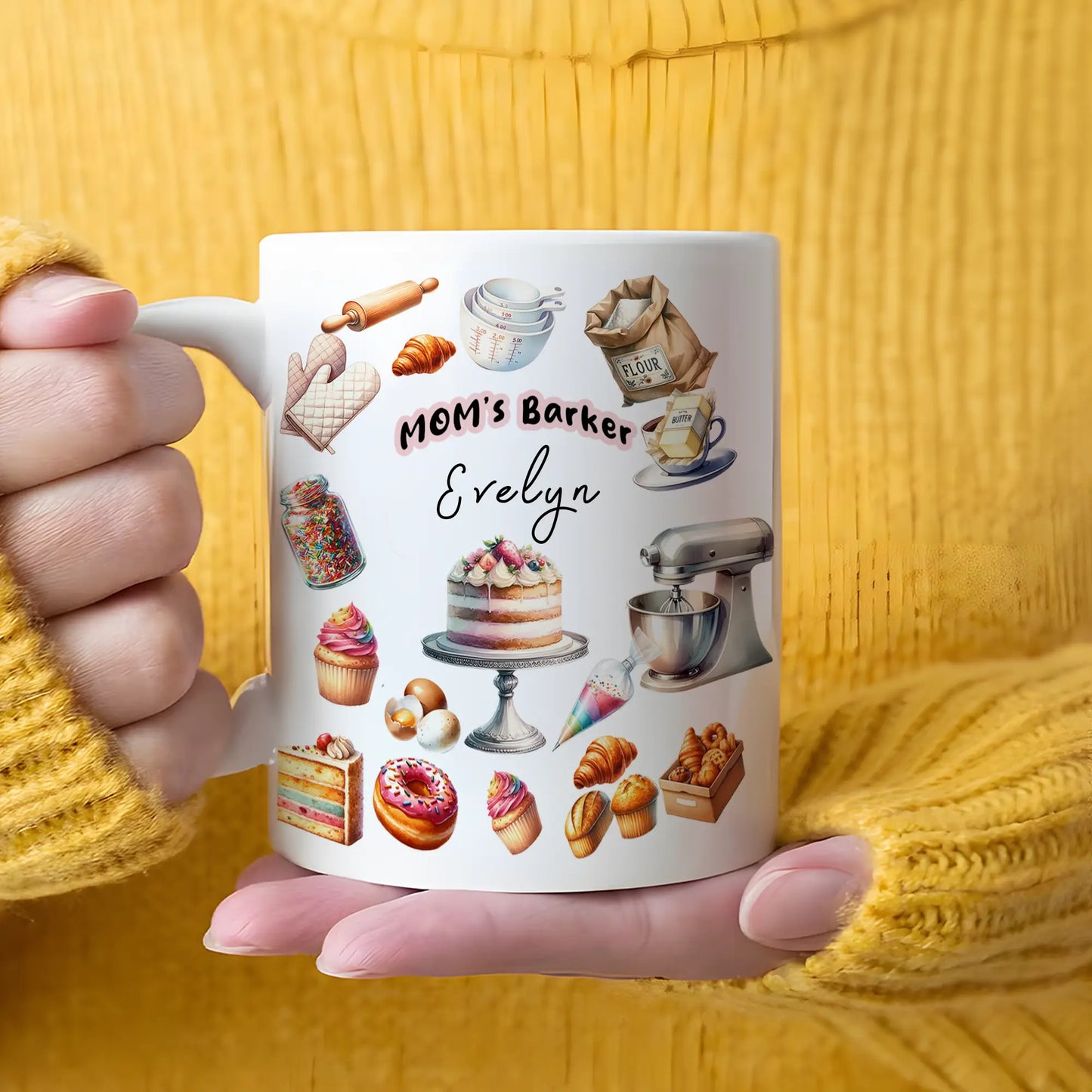 Sweet Kitchen Memories Design – Personalized Baking Mom Mug – Mother’s Day Gift for Mom – Custom Name Baker Mug