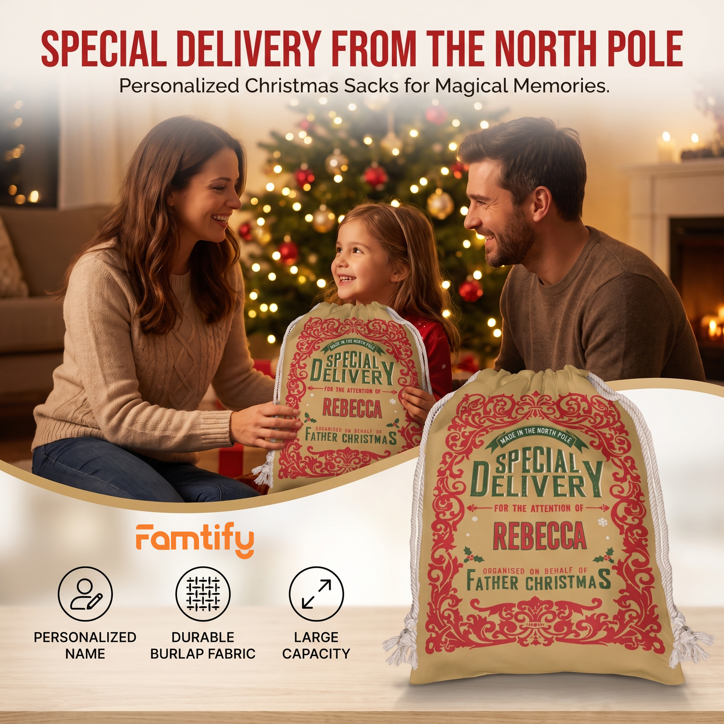 Personalized Special Delivery for the Attention of Christmas Sack with Custom Name