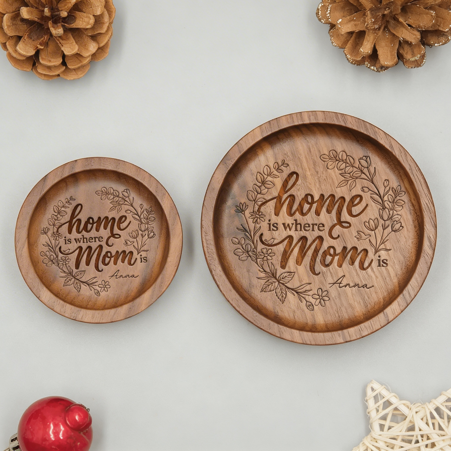 Home Is Where Mom Is – Personalized Wooden Ring Dish – Mother’s Day Gift for Mom