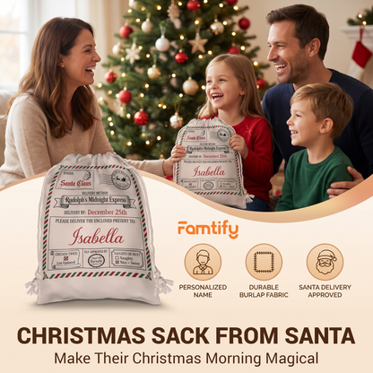 Personalized Christmas Letter Christmas Sack, Custom Name Santa Gift Bag