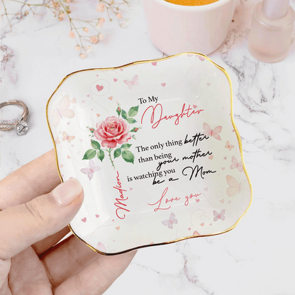 Personalized Ceramic Jewelry Dish - Custom Name Trinket Tray for Daughter, Mother's Day Gift