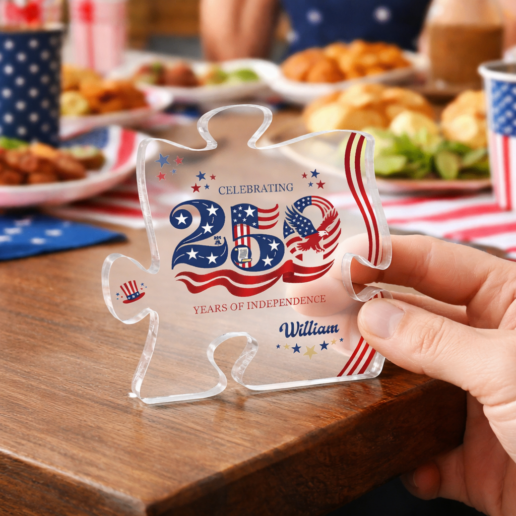 Personalized USA 250th Anniversary Acrylic Plaque – Custom Name Patriotic Keepsake