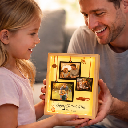 Personalized Photo Frame Light Box for Dad – Custom Photo Father’s Day Gift, LED Picture Frame Lamp