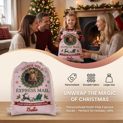 Personalized Express Mail Christmas Sack, Custom Photo Santa Gift Bag