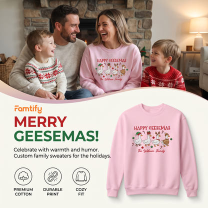Personalized Happy Geesemas Christmas Family Sweatshirt