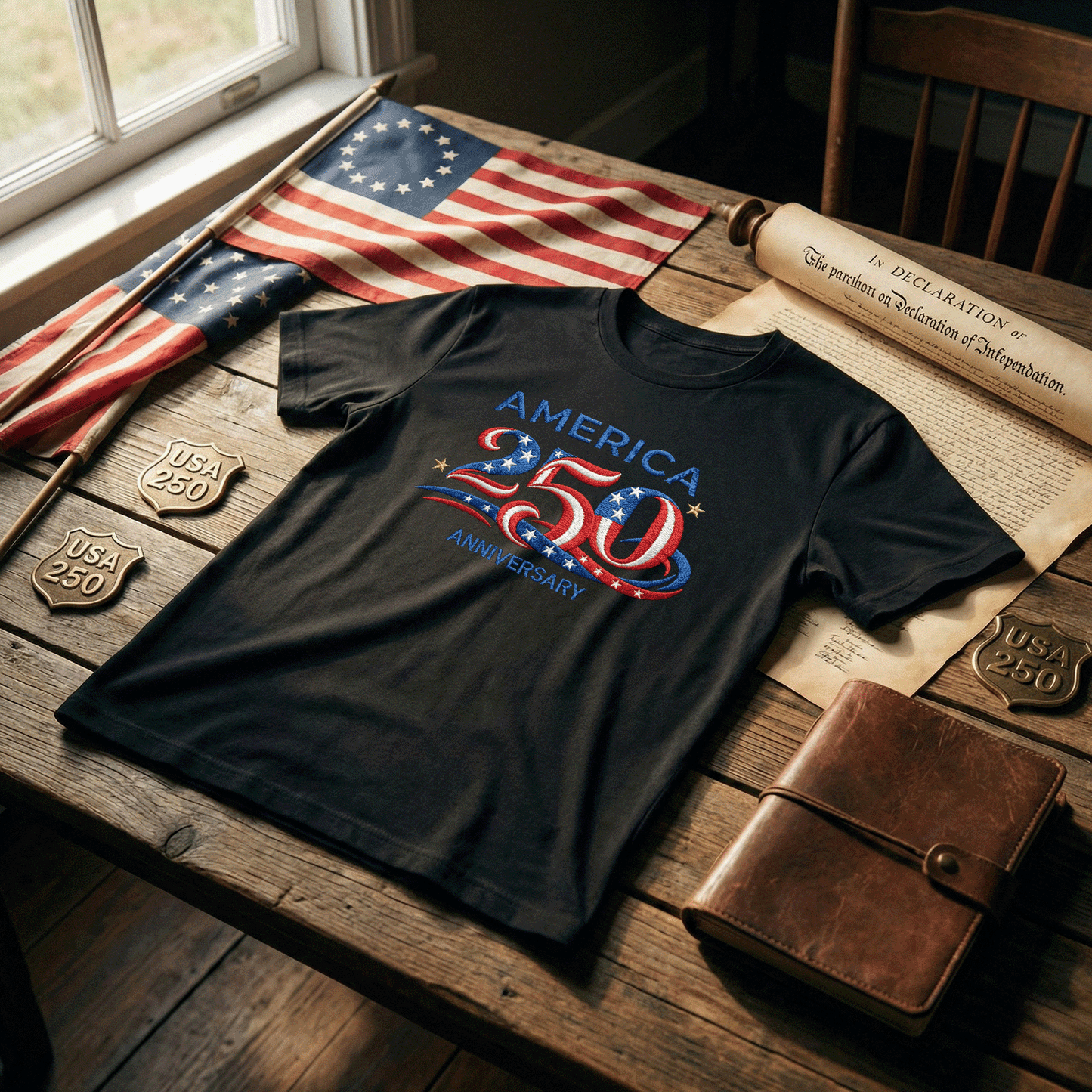 America 250 Anniversary - Patriotic Red White Blue T-Shirt Design