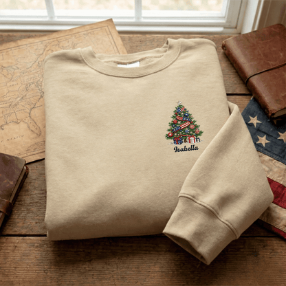 Personalized Classic Christmas Tree Sweatshirt with Custom Name | Festive Holiday Crewneck Gift