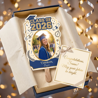 Personalized Class of 2026 Custom Shape Photo Hand Fan, Graduation Party Fan with Photo & Name