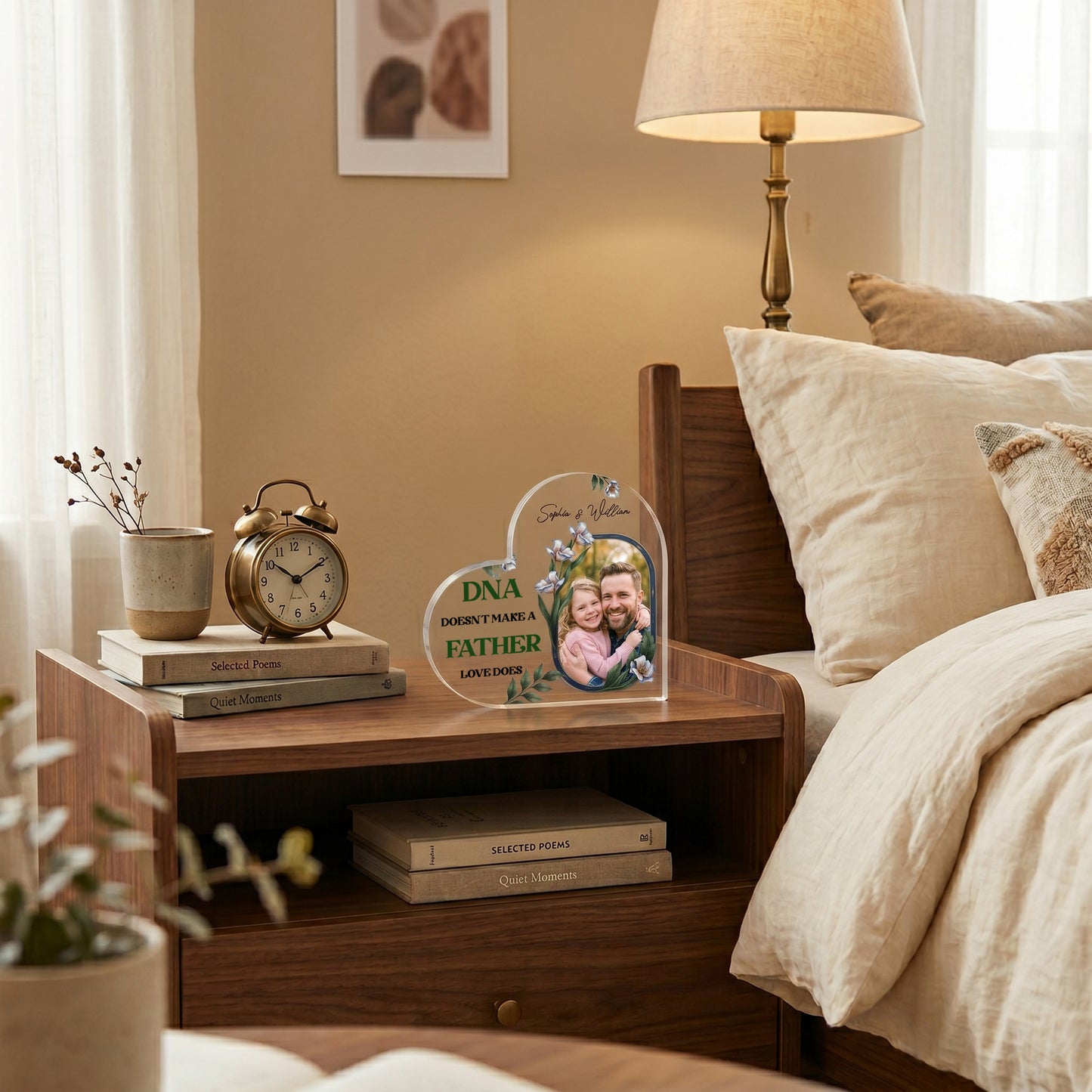 Personalized Heart Acrylic Plaque for Dad – Custom Photo & Year Father’s Day Gift, DNA Doesn’t Make a Father Love Does