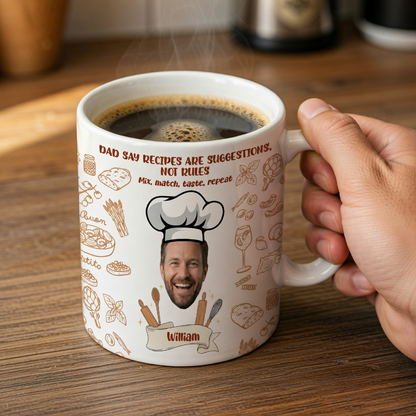 Custom Photo Dad Mug Recipes Are Suggestions Not Rules – Personalized Name Funny Father Gift Coffee Cup