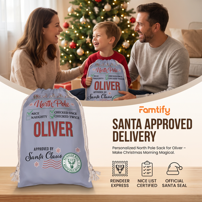 Personalized Reindeer Mail Christmas Sack with Custom Name