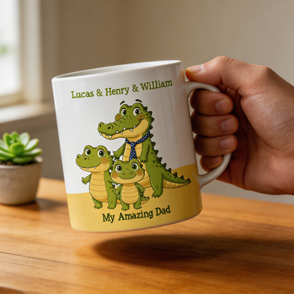 My Amazing Dad Crocodile Custom Name Ceramic Mug Personalized Coffee Cup Gift for Dad