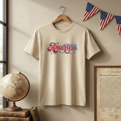 USA 250 Freedom - Embroidered T-Shirt 1776-2026 Patriotic Design