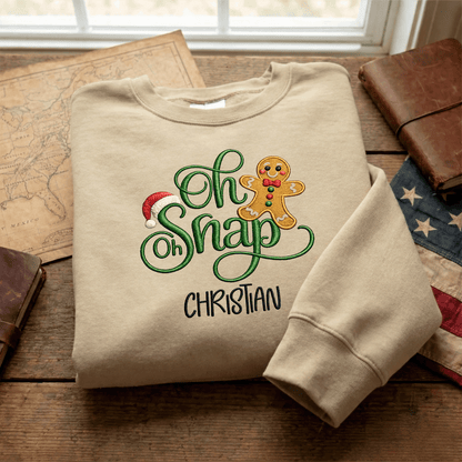 Personalized Embroidered Oh Oh Snap Gingerbread Sweatshirt with Custom Name