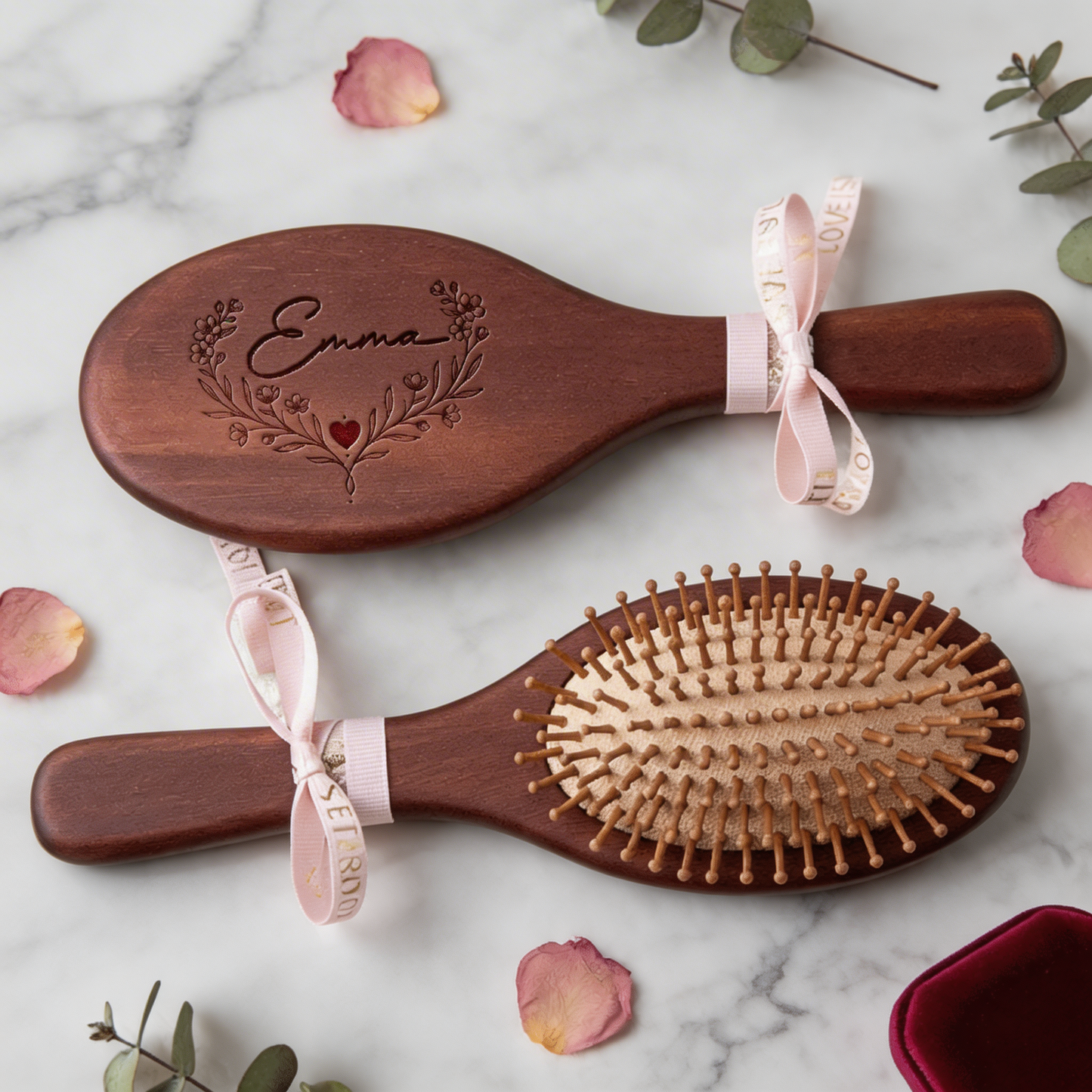 Custom Engraved Wooden Hair Brush & Comb Set – Thoughtful Mother’s Day Gift for Mom
