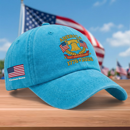Proud America 1776–2026 – Patriotic Gift for America 250th Anniversary – Personalized Embroidered Baseball Cap