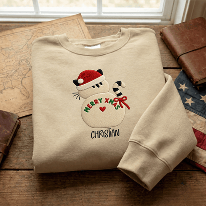 Personalized Embroidered Snowman Sweatshirt with Custom Name
