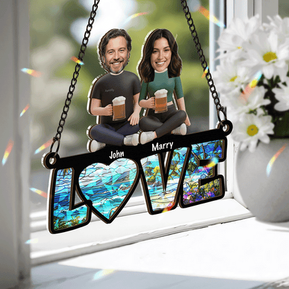 Forever & Always – Valentine’s Day Romantic Gift for Couples – Personalized 2-Layer Stained Glass Suncatcher