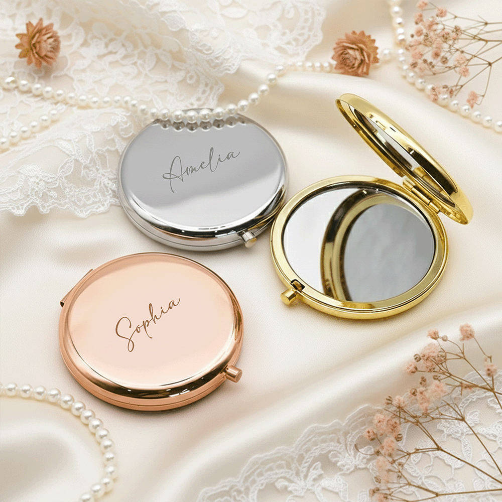 Personalized Name Engraved Compact Mirror – Valentine’s Day, Mother’s Day | Gift for Girlfriend & Mom