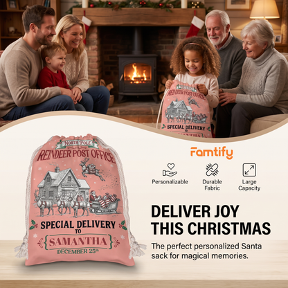 Personalized Reindeer Post Office Christmas Sack with Custom Name