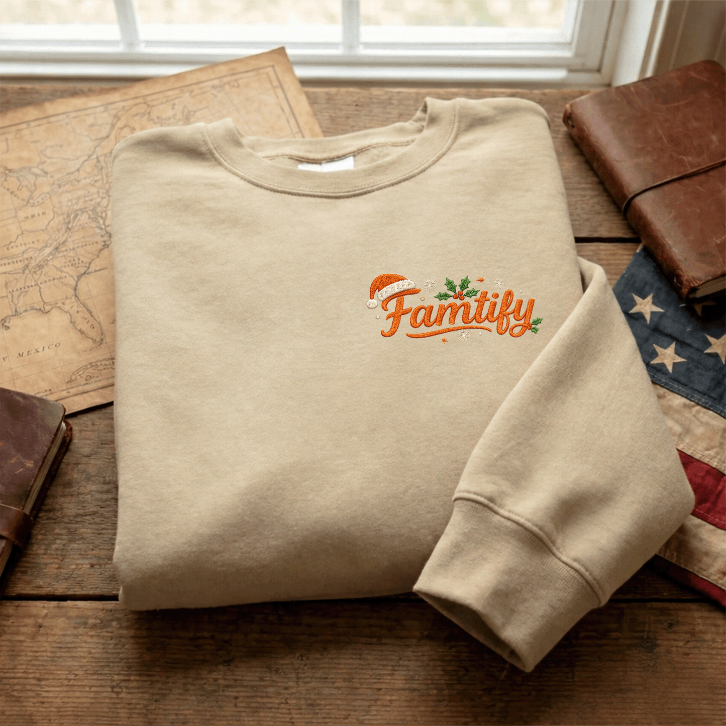 Personalized Embroidered Family Christmas Sweatshirt with Custom Name