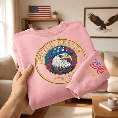 United States 250 Years Strong - Patriotic 4th of July Embroidered Sweatshirt (1776-2026)