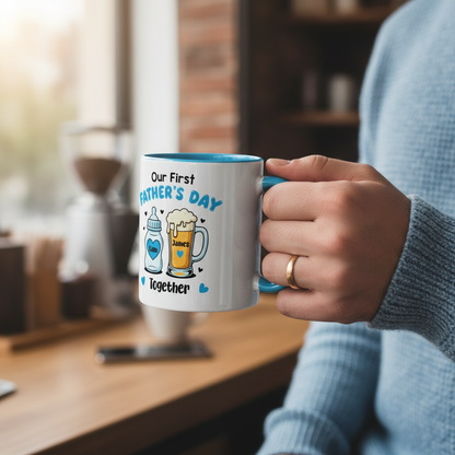 Personalized First Father’s Day Accent Mug with Custom Name – New Dad Gift Coffee Cup
