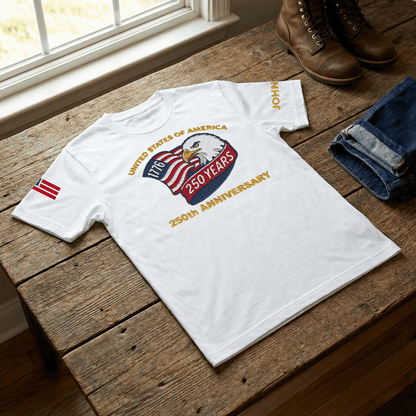 USA 250th Anniversary Eagle Crest - Personalized Veteran Pride T-Shirt