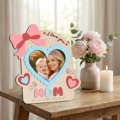Personalized 3D Layered Wood Block – Custom Family Keepsake Decor – Meaningful Gift for Mom