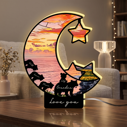 Personalized Moon & Stars Night Light – Custom Love Message Keepsake
