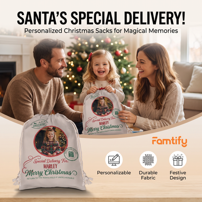 Personalized Santa Air Post Christmas Sack, Custom Photo Santa Gift Bag