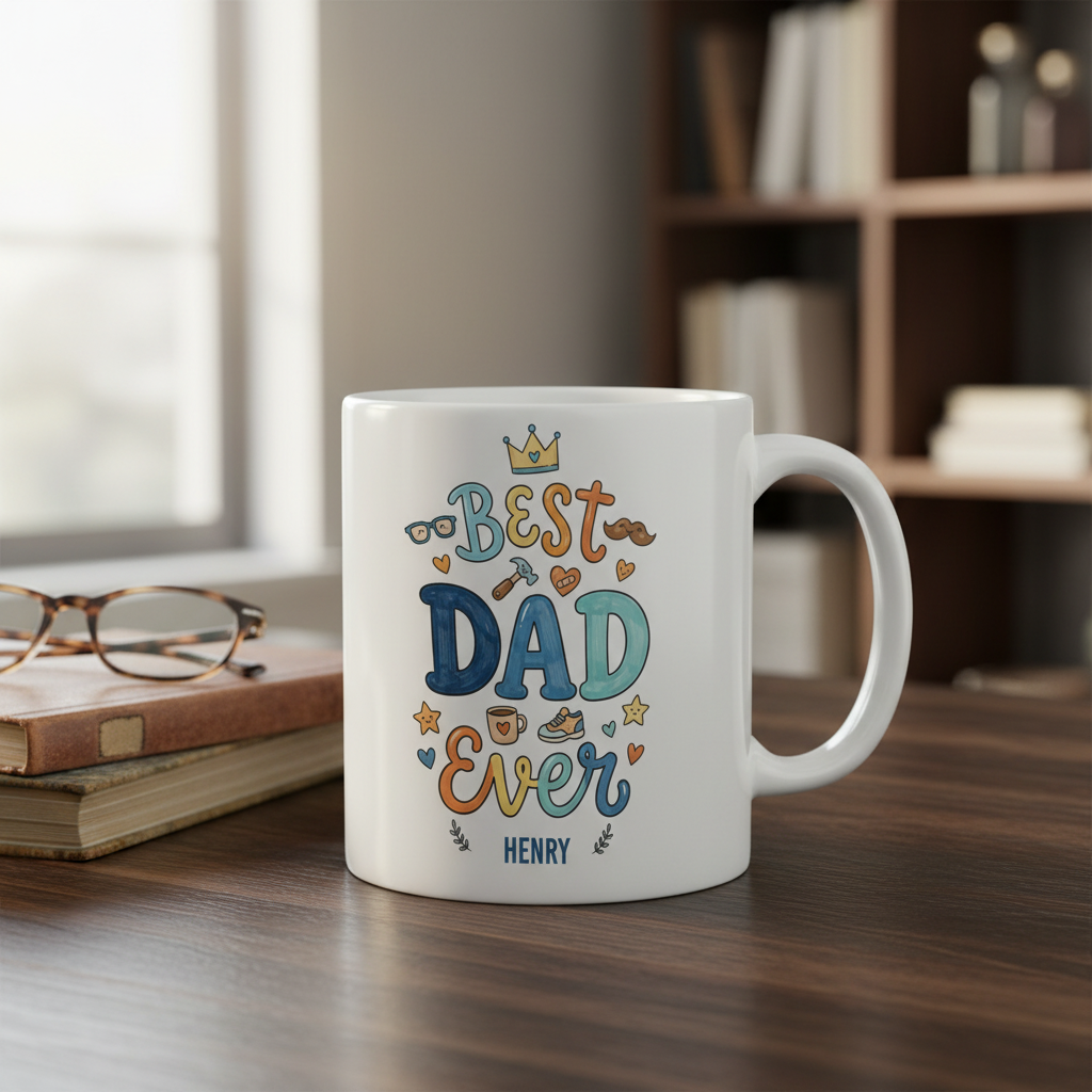 Best Dad Ever Funny Ceramic Mug – Coffee Cup Gift for Dad, Father’s Day Gift Idea