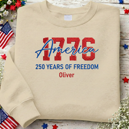 USA 250 Years - Embroidered American Crewneck Sweatshirt