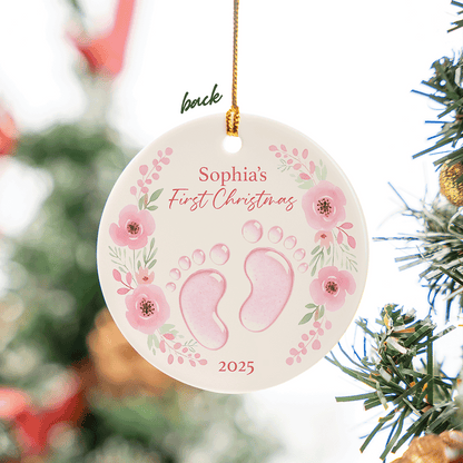 Baby’s First Christmas - Personalized Ceramic Acrylic Ornament for Newborn