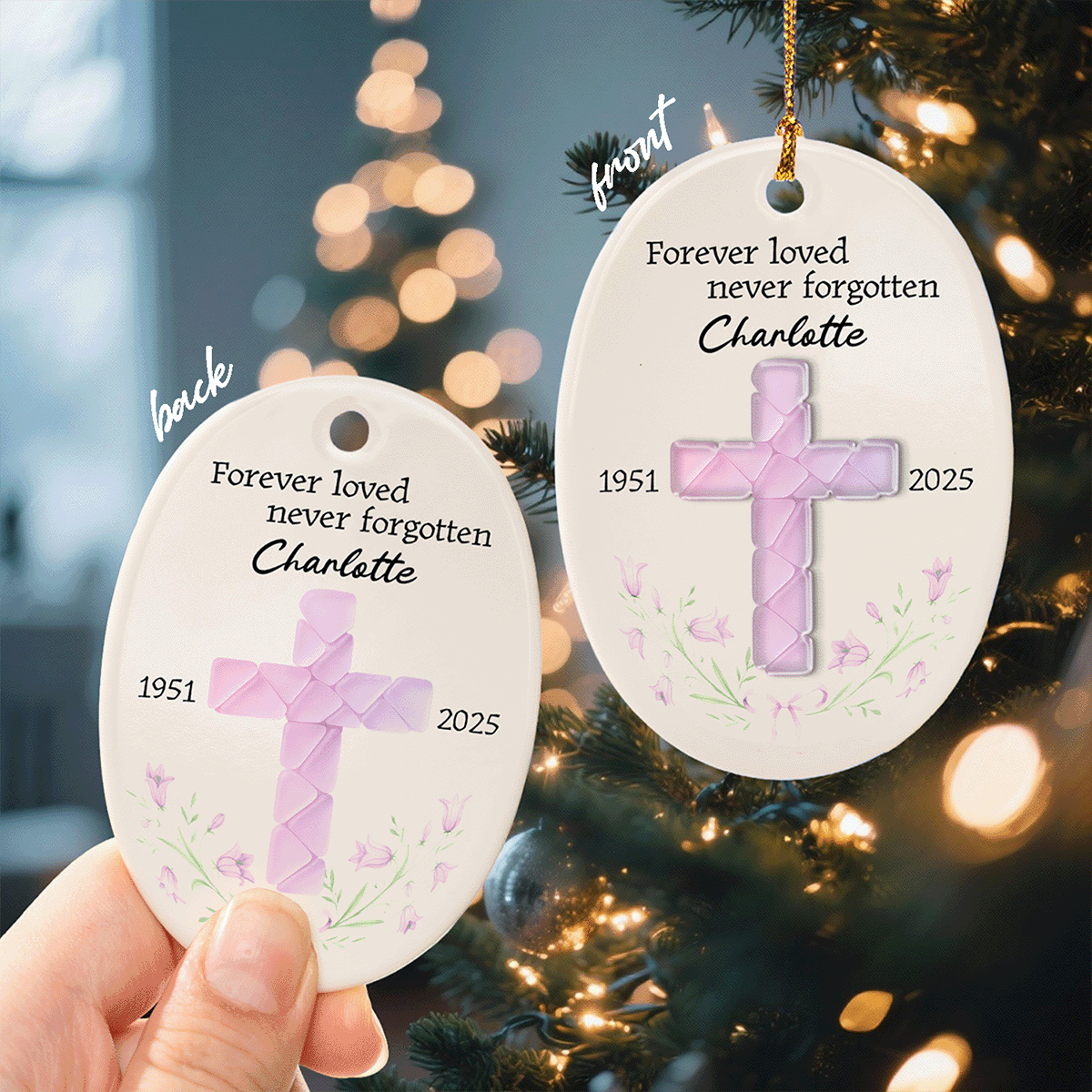 Memorial Personalized - Always In Our Hearts Ceramic Acrylic Ornament